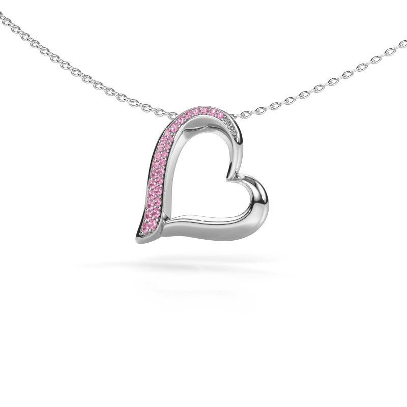 Kette Heart 1 585 Weißgold Pink Saphir 1.2 mm