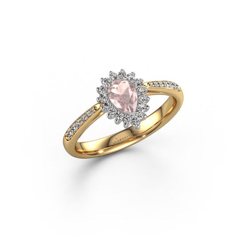 Engagement ring Tilly per 2 585 gold morganite champagne 6x4 mm