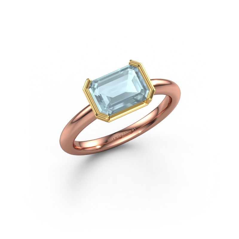 Engagement ring Tayler EME 585 rose gold aquamarine 8x6 mm