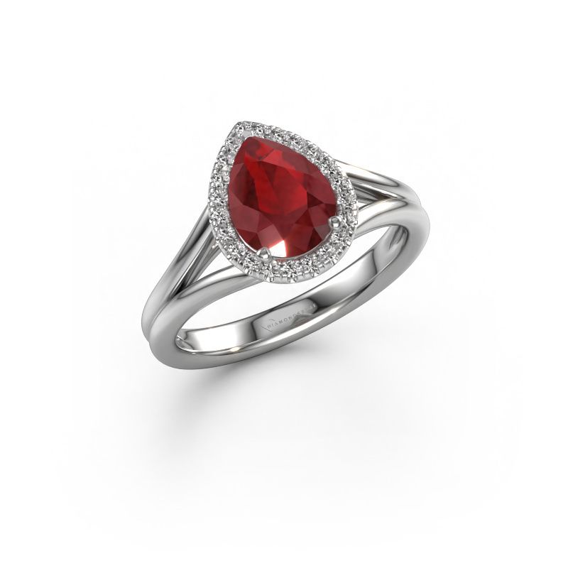 Engagement ring Verla pear 1 950 platinum ruby 8x6 mm
