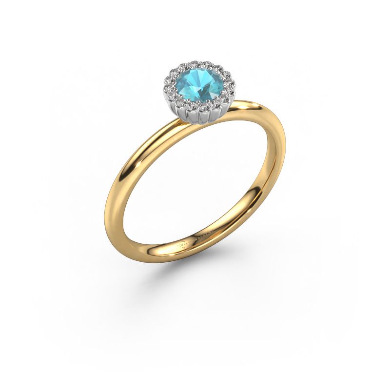 Engagement ring Queen 585 gold blue topaz 4.2 mm