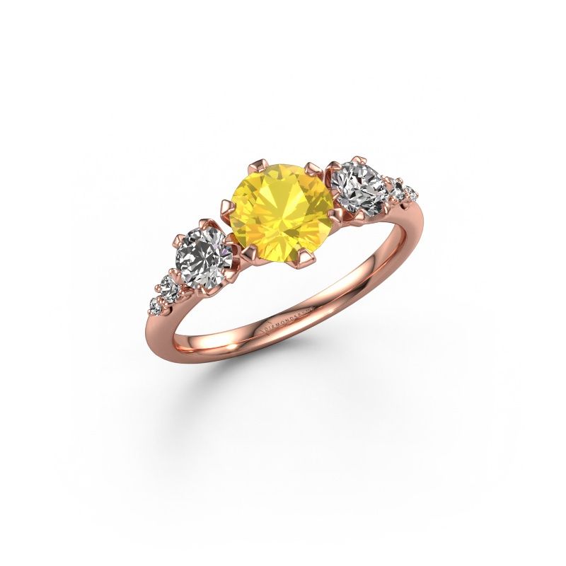 Verlobungsring Aniek RND 585 Roségold Gelb Saphir 6.5 mm