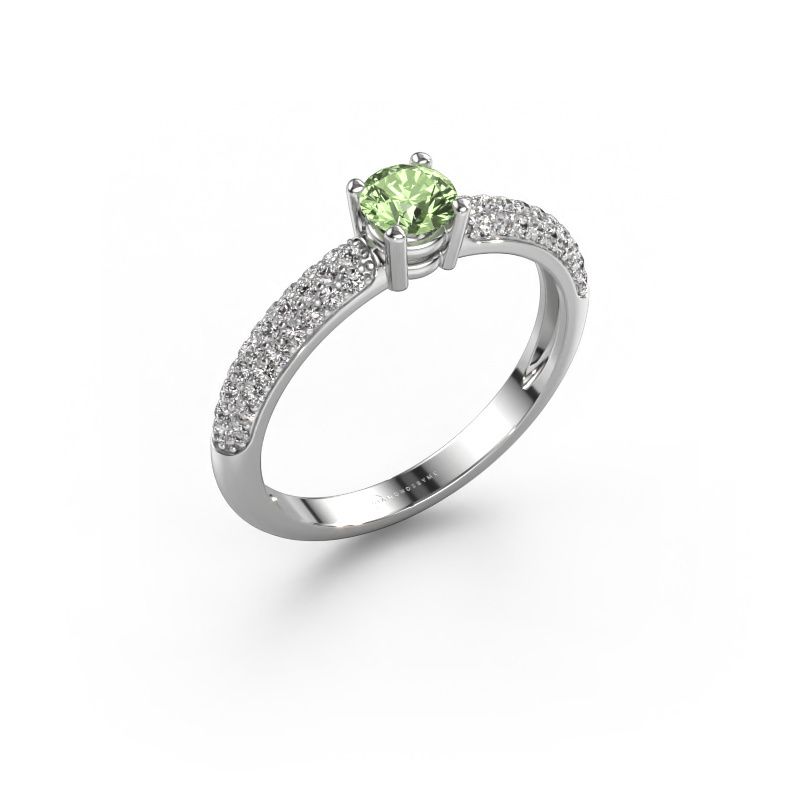 Ring Marjan 950 platina groene lab grown diamant 4.2 mm