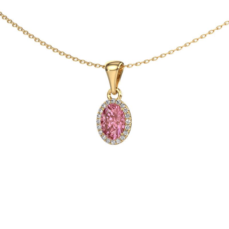 Pendant Seline ovl 585 gold pink lab grown diamond 7x5 mm