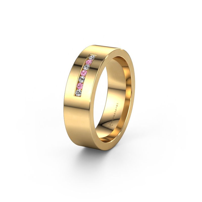 Wedding ring WH0108L16BP 585 gold pink sapphire ±6 x 2 mm