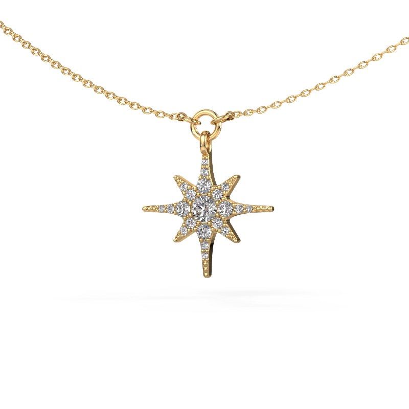 Necklace Star 585 gold diamond 0.29 crt