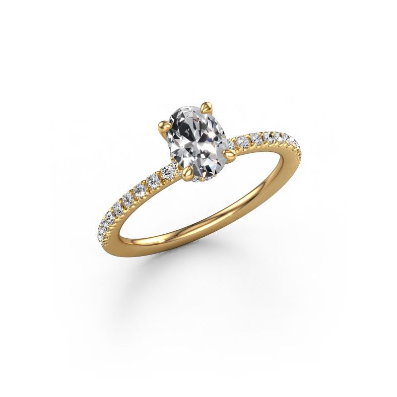 Bague de fiançailles Crystal OVL 4 585 or jaune zircone 7x5 mm