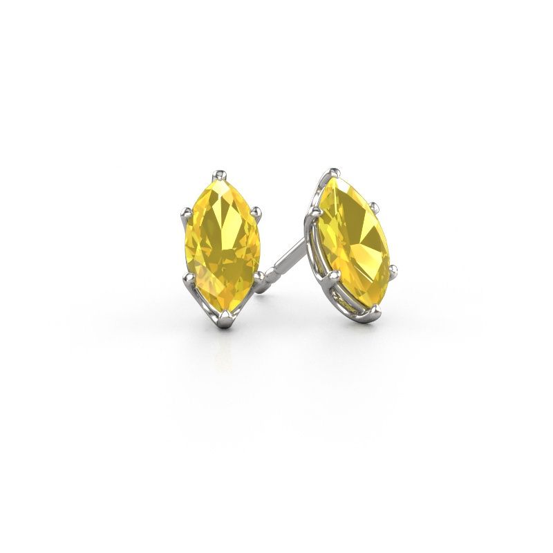 Clous d'oreilles Sam MRQ 585 or blanc saphir jaune 10x5 mm
