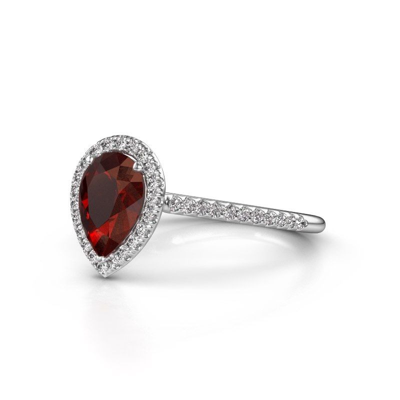 Image of Engagement ring seline per 2<br/>950 platinum<br/>Garnet 8x6 mm