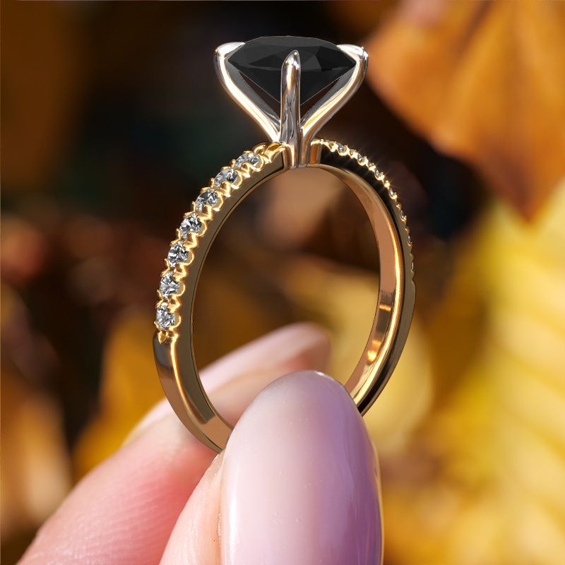 Image of Engagement Ring Crystal Ovl 2<br/>585 gold<br/>Black diamond 2.44 crt