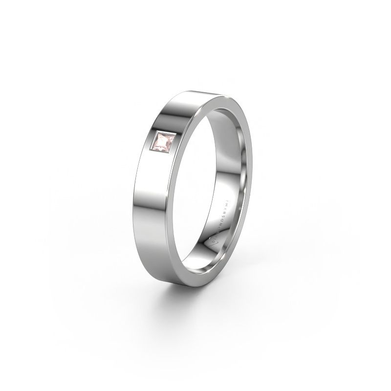 Wedding ring WH0101L14APSQ 950 platinum morganite champagne ±0.16x0.07 in