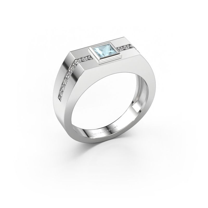Men's ring Robertus 2 585 white gold aquamarine 4 mm