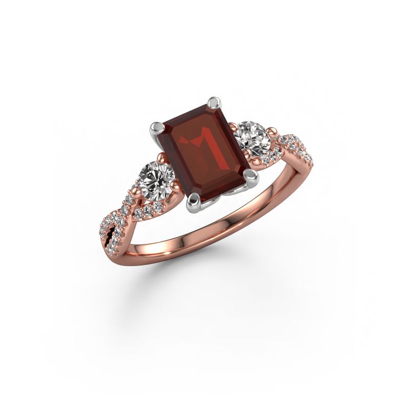 Verlobungsring Marilou EME 585 Roségold Granat 8x6 mm