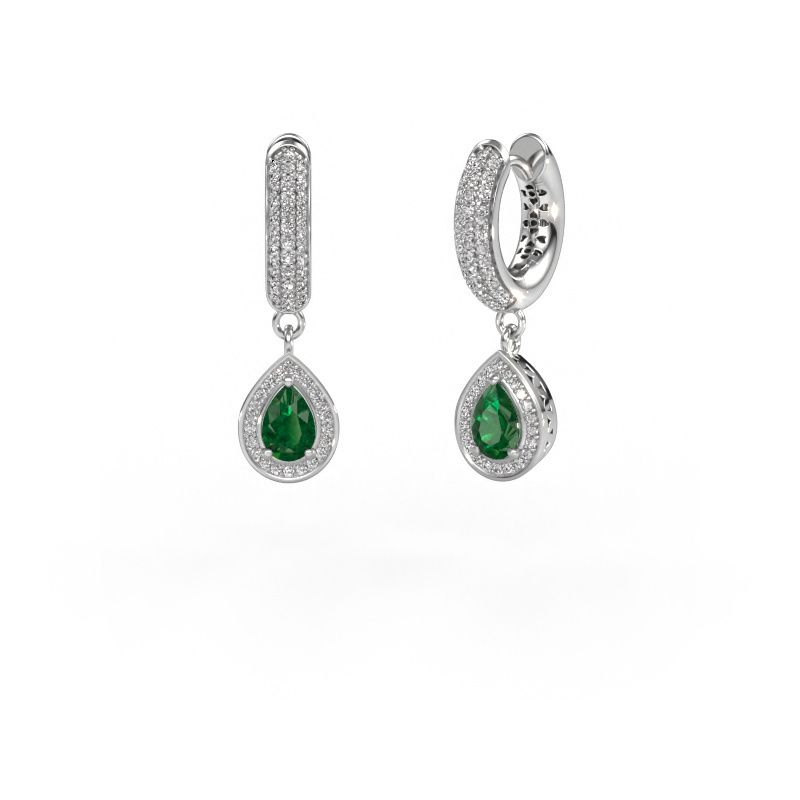 Oorhangers Barbar 2 585 witgoud smaragd 6x4 mm