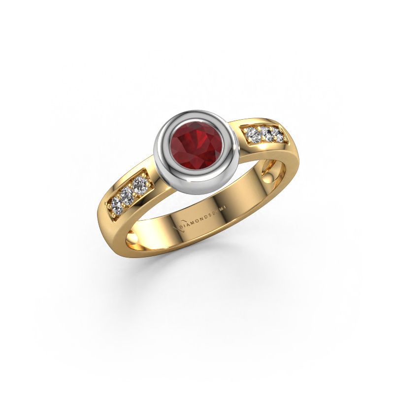 Ring Charlotte Round 585 goud robijn 4.7 mm