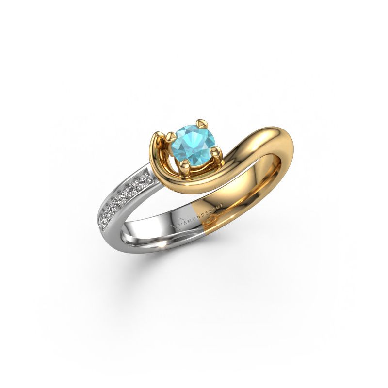 Verlovingsring Ceylin 585 goud blauw topaas 4 mm