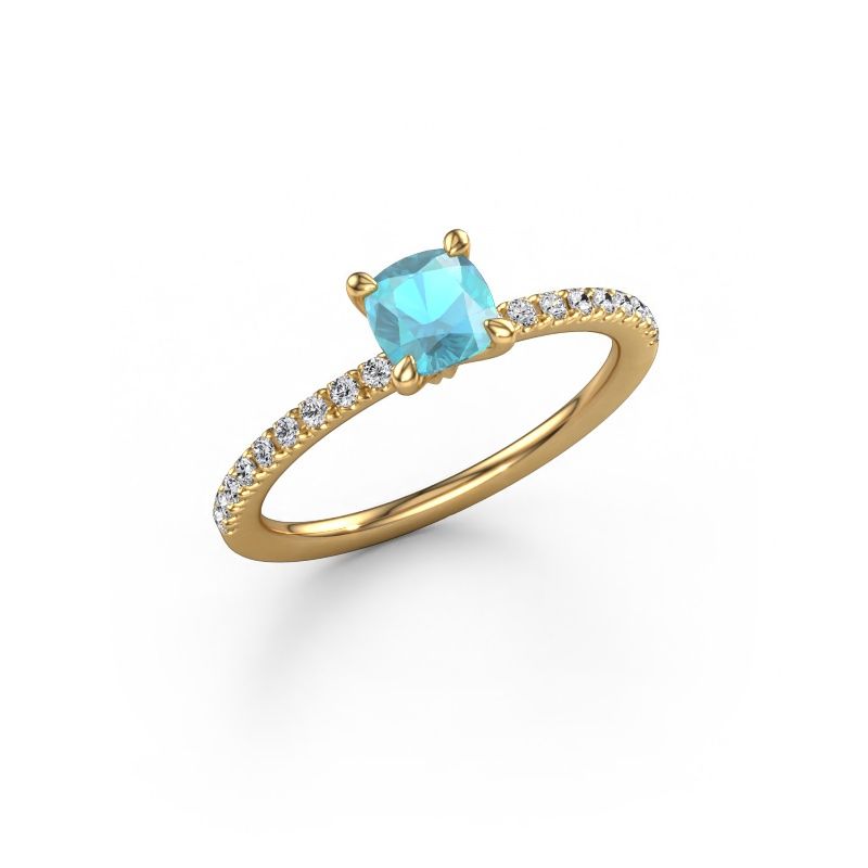 Engagement ring Crystal CUS 2 585 gold blue topaz 5 mm