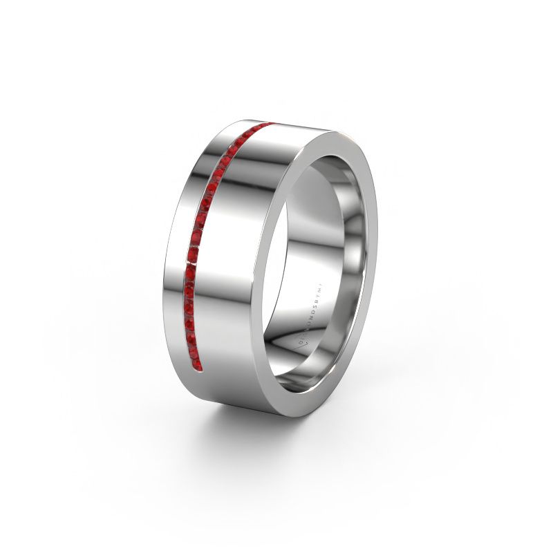 Trouwring WH0143L17BP 950 platina robijn ±7x2 mm