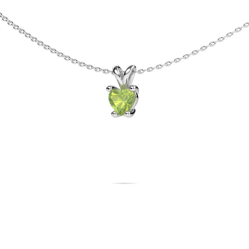 Pendentif Sam Heart 585 or blanc péridot 5 mm