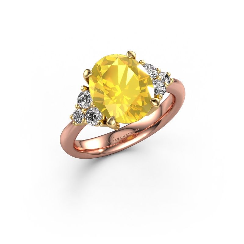 Verlobungsring Aleida OVL 1 585 Roségold Gelb Saphir 9x7 mm