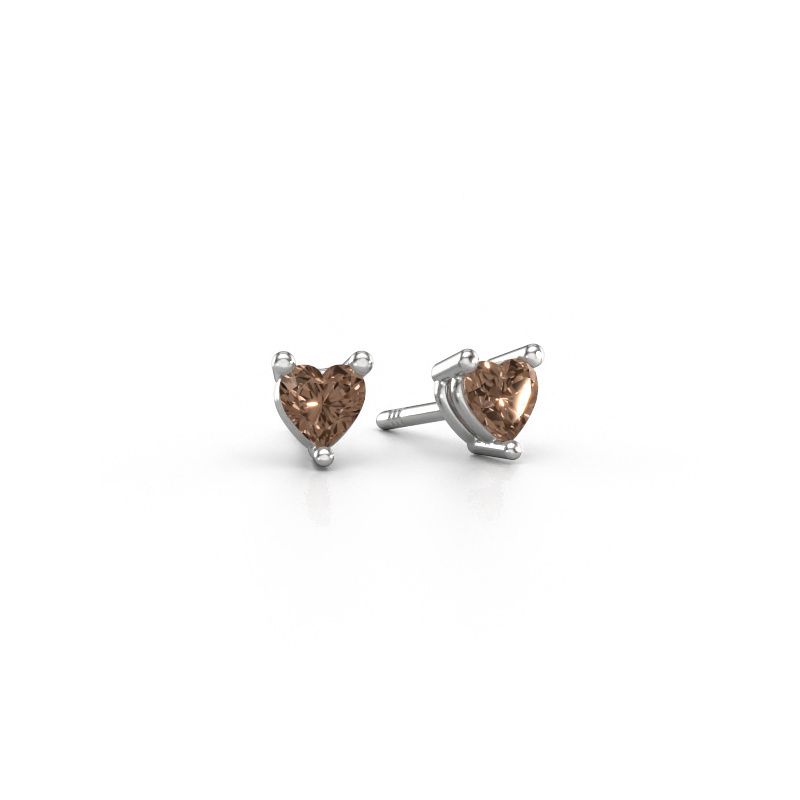Oorstekers Garnet 585 witgoud bruine diamant 0.50 crt