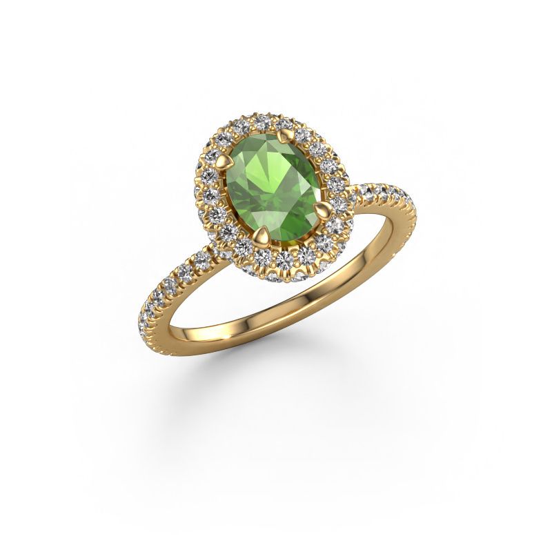 Verlobungsring Talitha OVL 585 Gold Turmalin grün 7x5 mm
