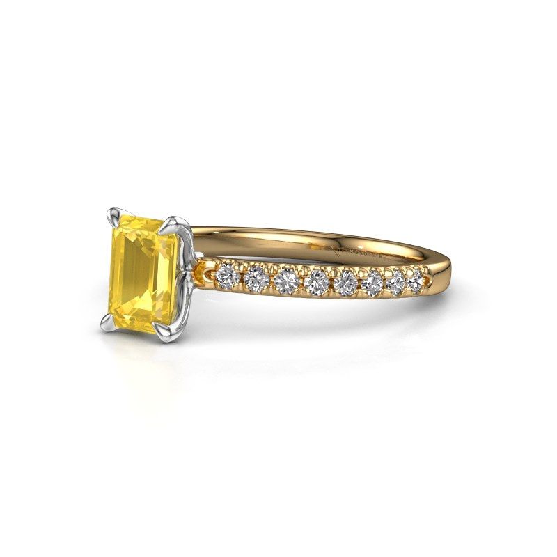 Afbeelding van Verlovingsring Crystal EME 2 585 goud gele saffier 6.5x4.5 mm