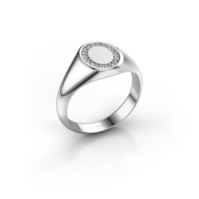 Image of Signet ring Rosy Oval 1 950 platinum zirconia 1.2 mm