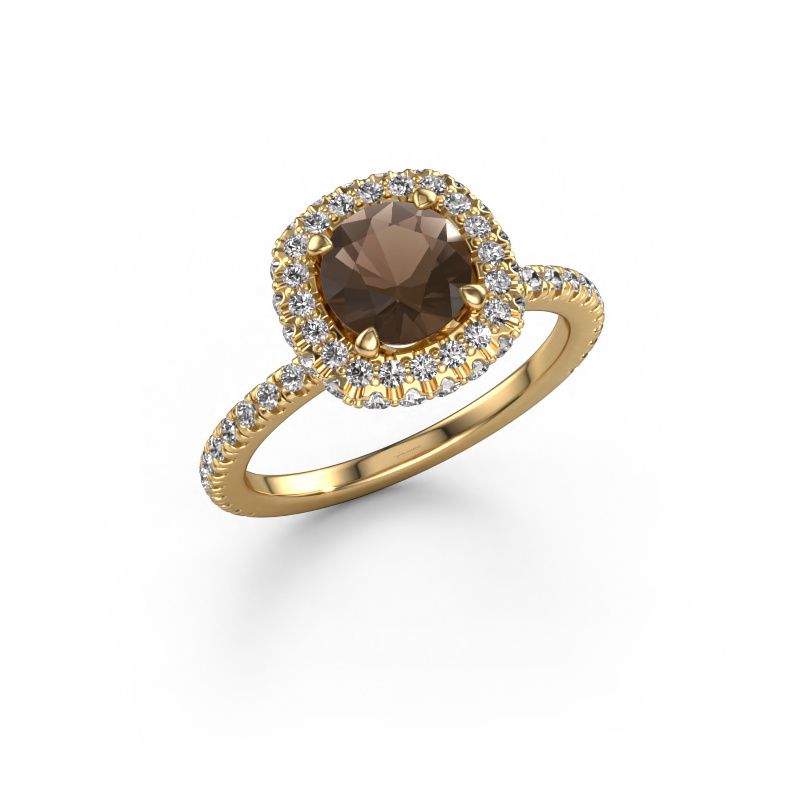 Forlovelsesring Talitha RND 585 gull røykkvarts 6.5 mm