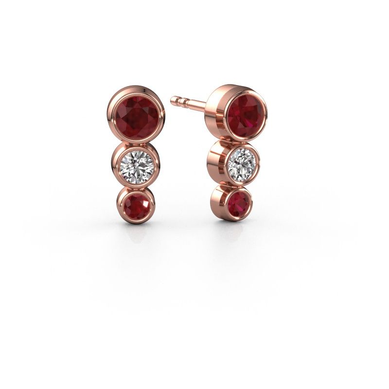 Ohrsteckers Linda 585 Roségold Rubin 3 mm