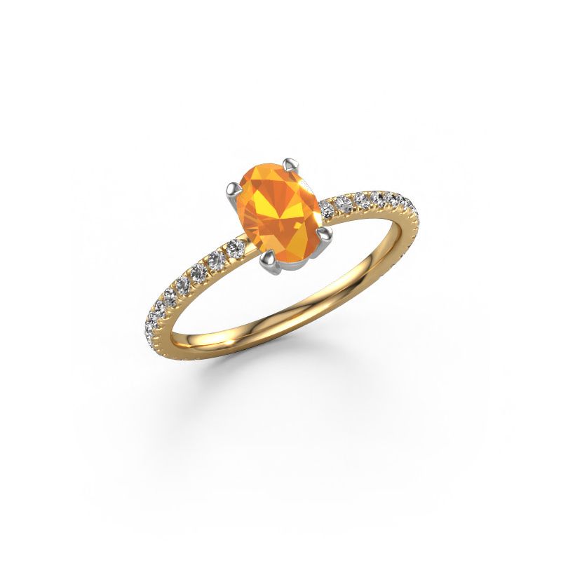 Bague de fiançailles Lynelle 2 585 or jaune citrine 7x5 mm