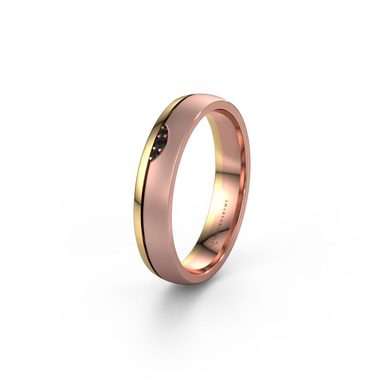 Trouwring WH0334L24X 585 rosé goud zwarte diamant ±4x1.5 mm