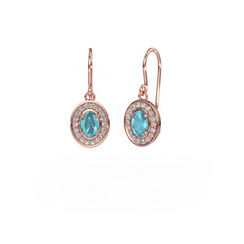 Pendants d'oreilles Layne 1 585 or rose topaze bleue 6.5x4.5 mm