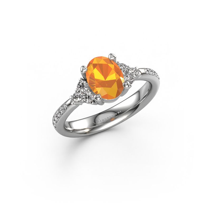 Verlobungsring Aleida OVL 2 585 Weißgold Citrin 8x6 mm