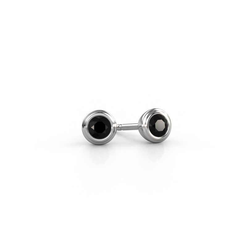 Clous d'oreilles Shemika 585 or blanc diamant noir 0.30 crt