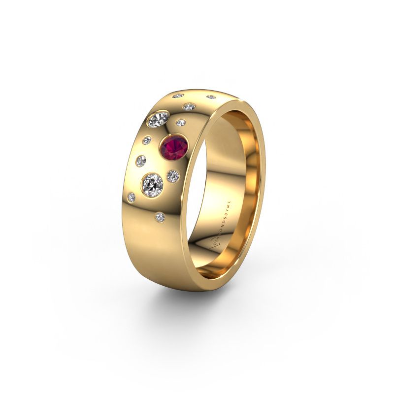 Wedding ring WH0141L26BP 585 gold rhodolite ±7x2 mm