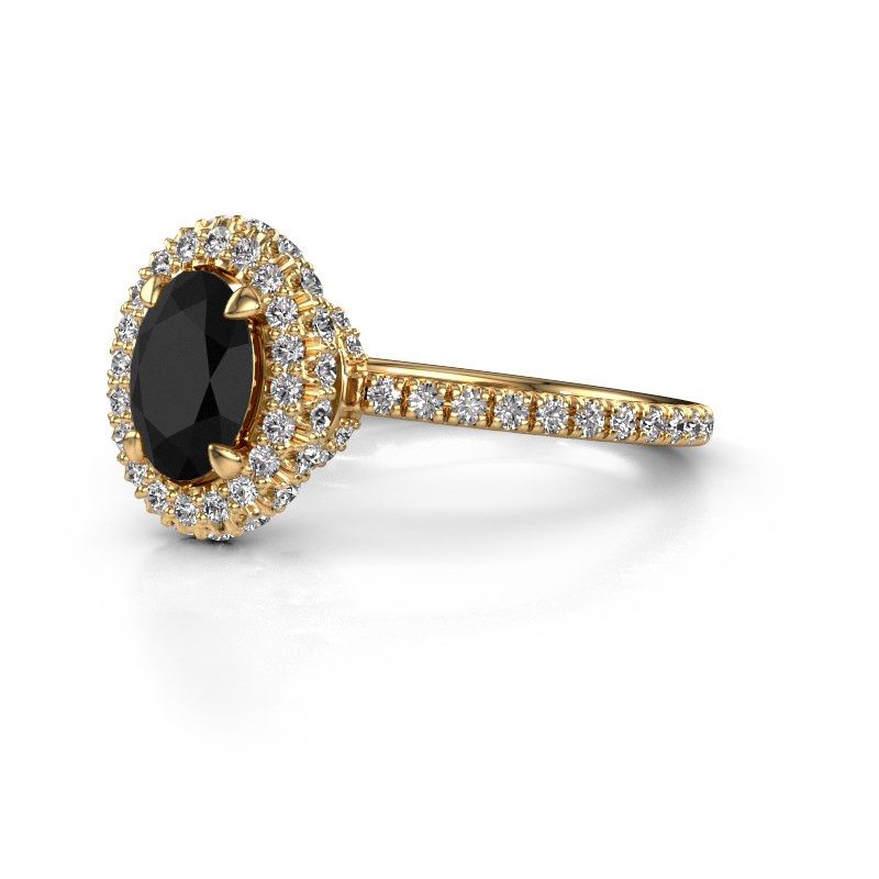 Image of Engagement ring Talitha OVL 585 gold black diamond 1.794 crt