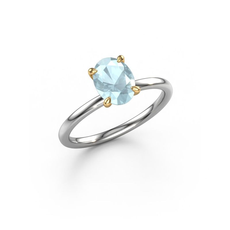 Engagement ring Crystal OVL 1 585 white gold aquamarine 8x6 mm