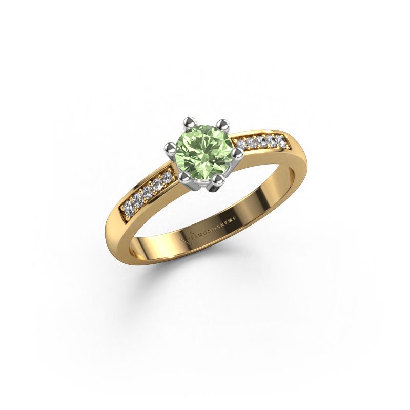 Engagement ring Luna 2 585 gold green lab grown diamond 5 mm