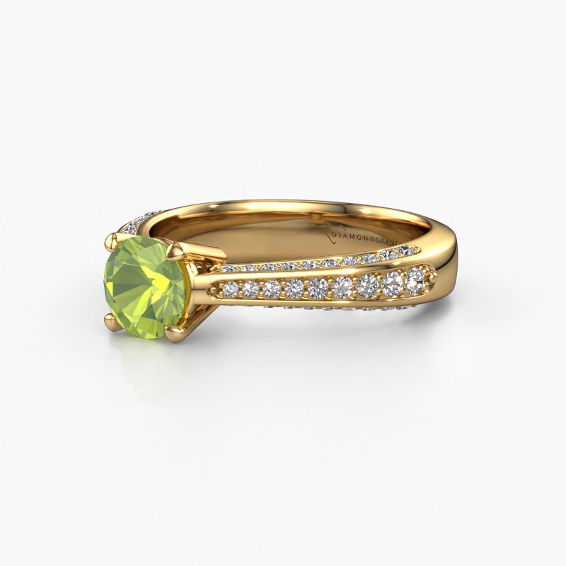 Image of Engagement ring Ruby rnd 585 gold peridot 5.7 mm