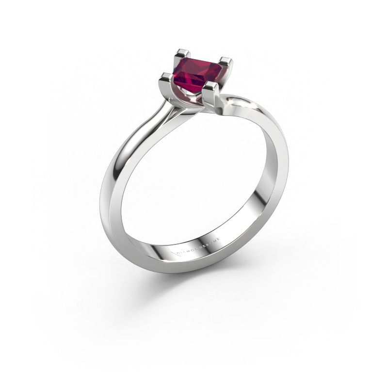 Verlovings ring Dewi Square 950 platina rhodoliet 4 mm