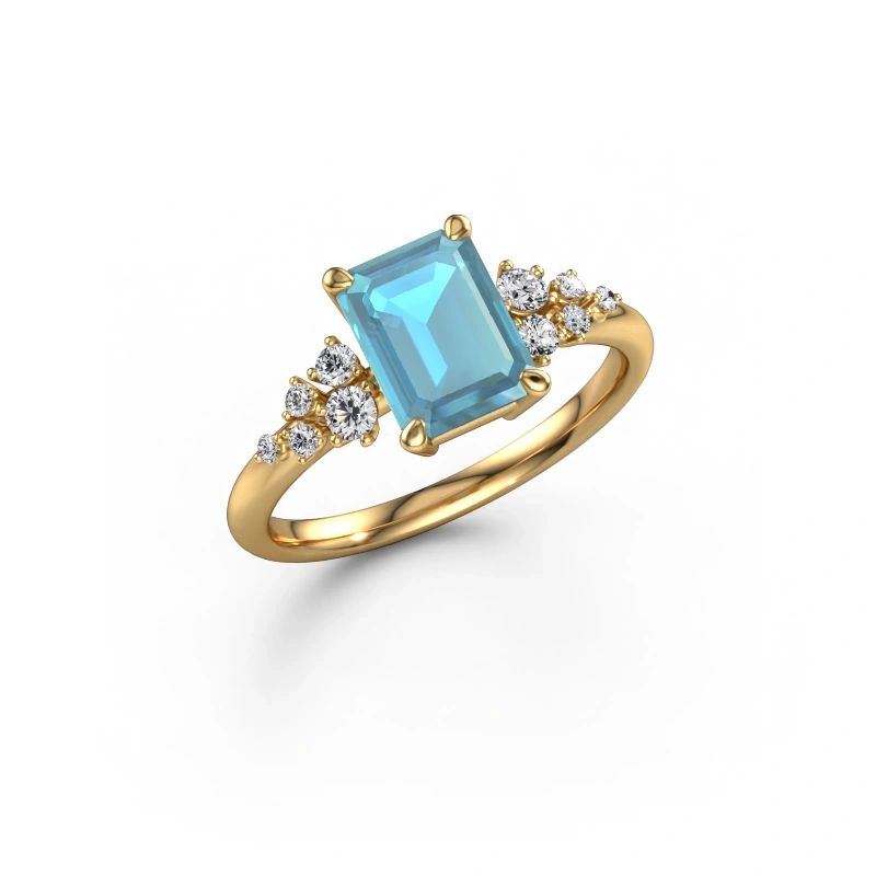 Ring Royce EME 585 gold blue topaz 8x6 mm