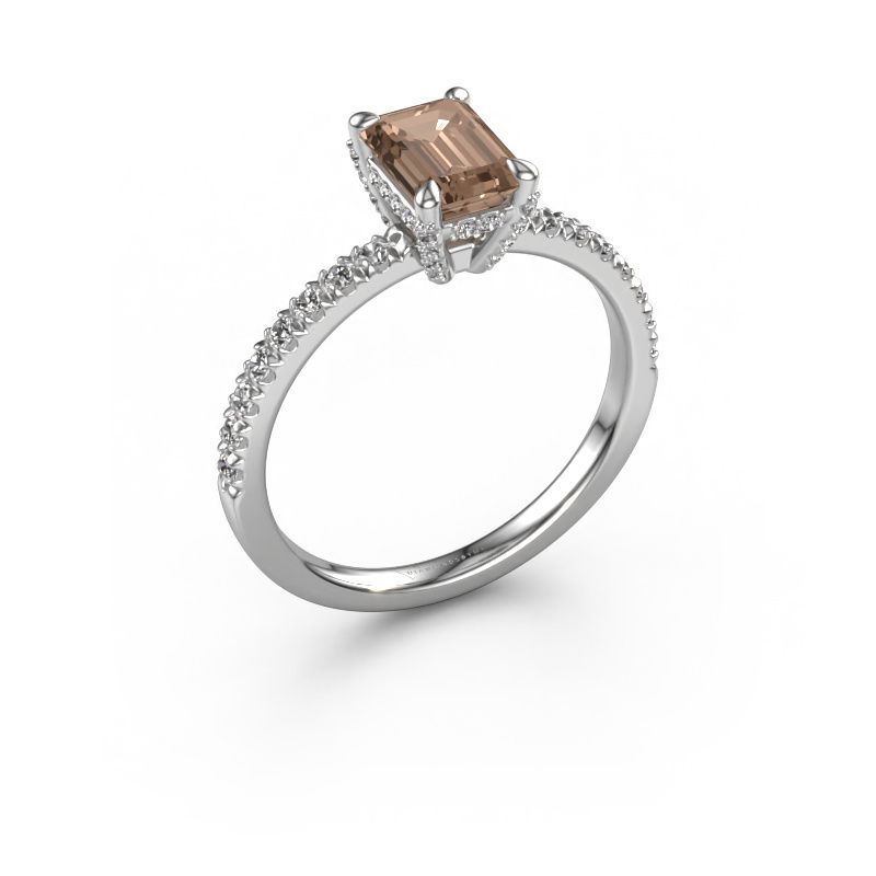 Verlovingsring Saskia EME 1 585 witgoud bruine diamant 1.15 crt