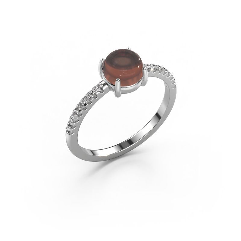 Ring Cathie 585 white gold smokey quartz 6 mm