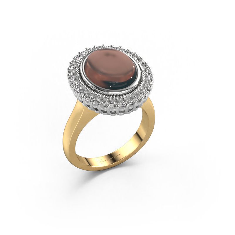 Ring Mila 585 gold smokey quartz 12x10 mm