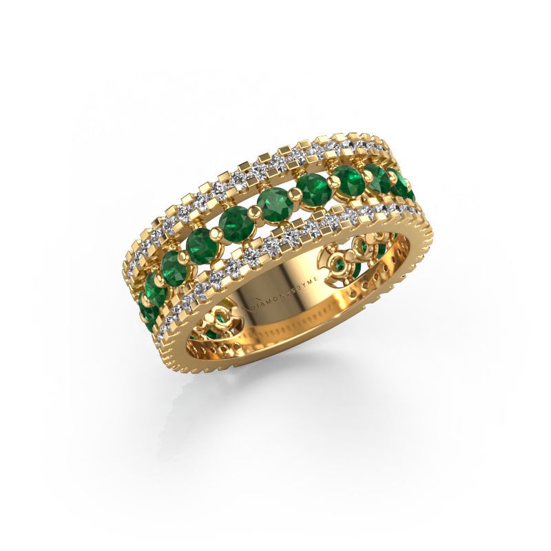 Ring Elizbeth 2 585 goud smaragd 2.4 mm