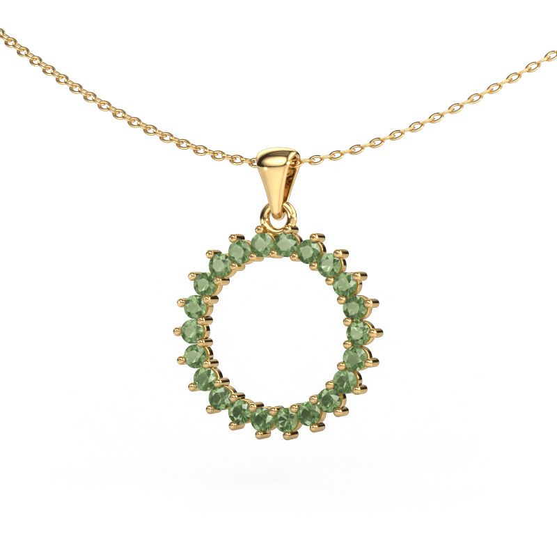 Anhänger Round 3 585 Gold Turmalin grün 2 mm