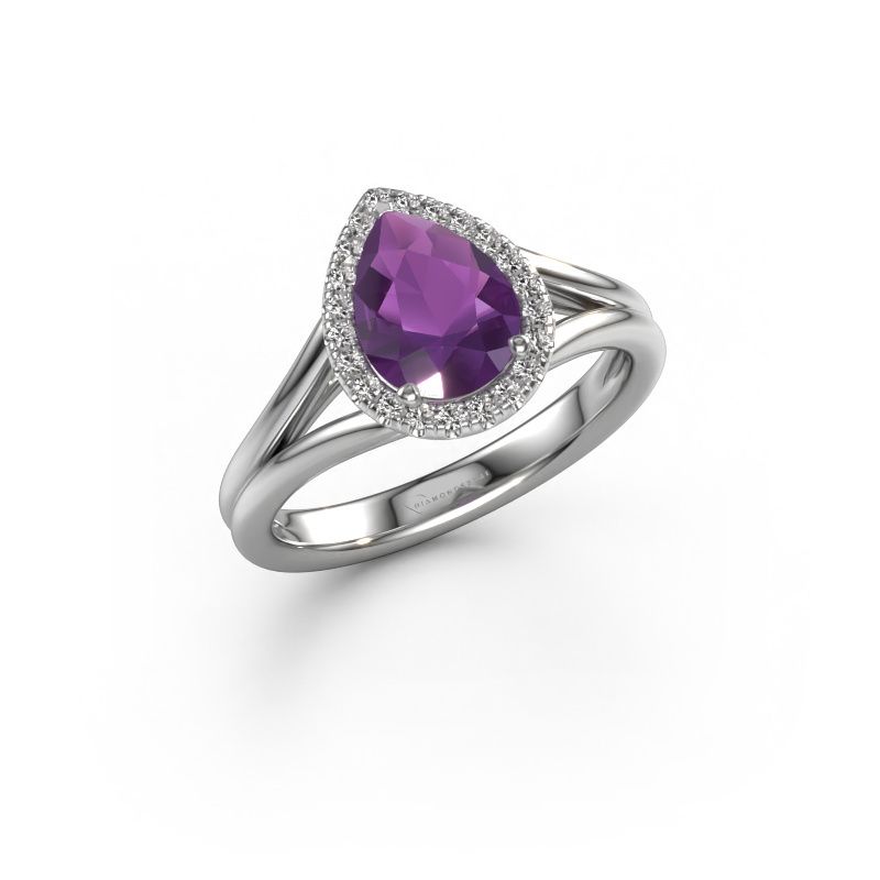 Verlobungsring Verla pear 1 585 Weißgold Amethyst 8x6 mm