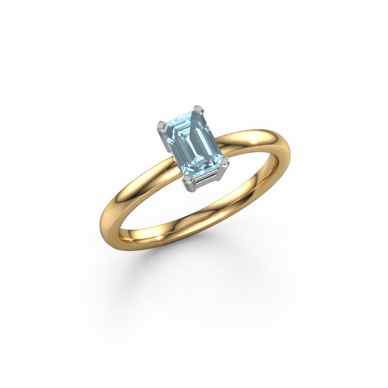 Engagement ring Denita 1 EME 585 gold blue lab grown diamond 6x4 mm