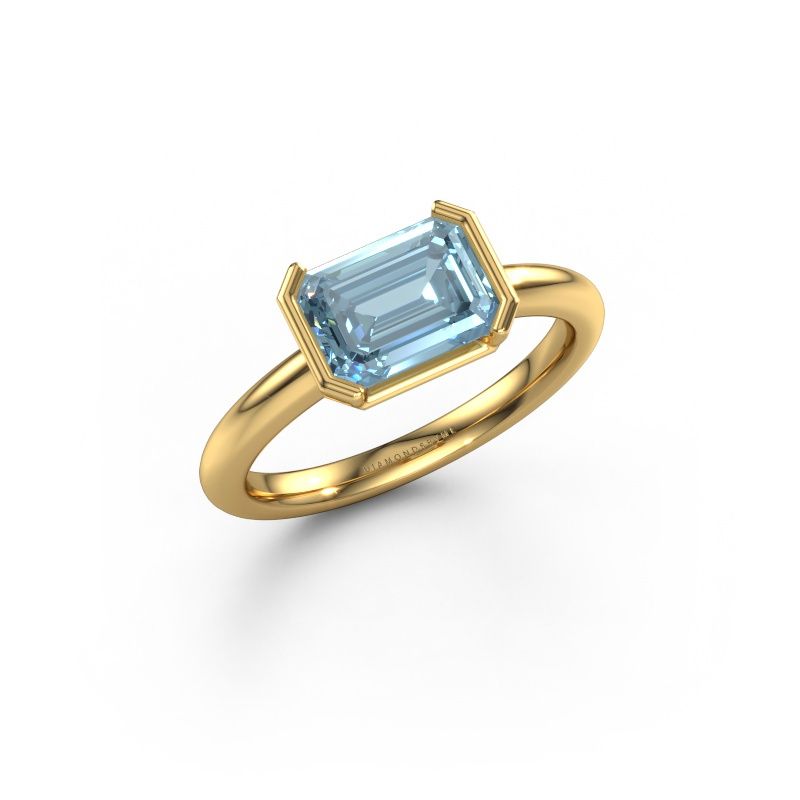 Engagement ring Tayler EME 585 gold blue lab grown diamond 8x6 mm